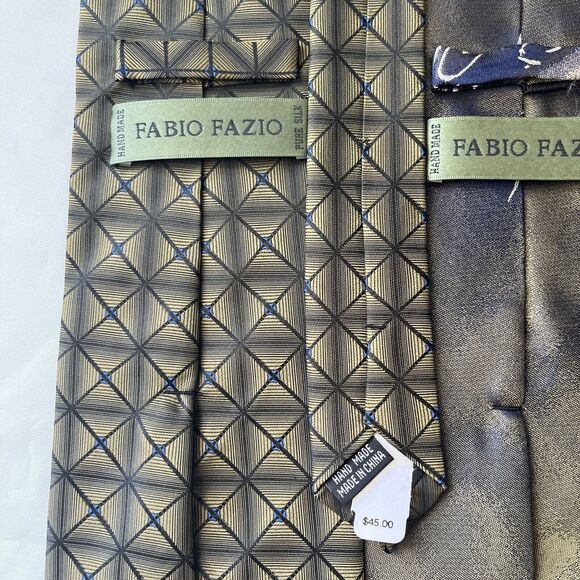 Lot Of 5 Fabio Fazio Silk Ties Striped Geometric Abstract Polka Dot - Picture 4 of 9